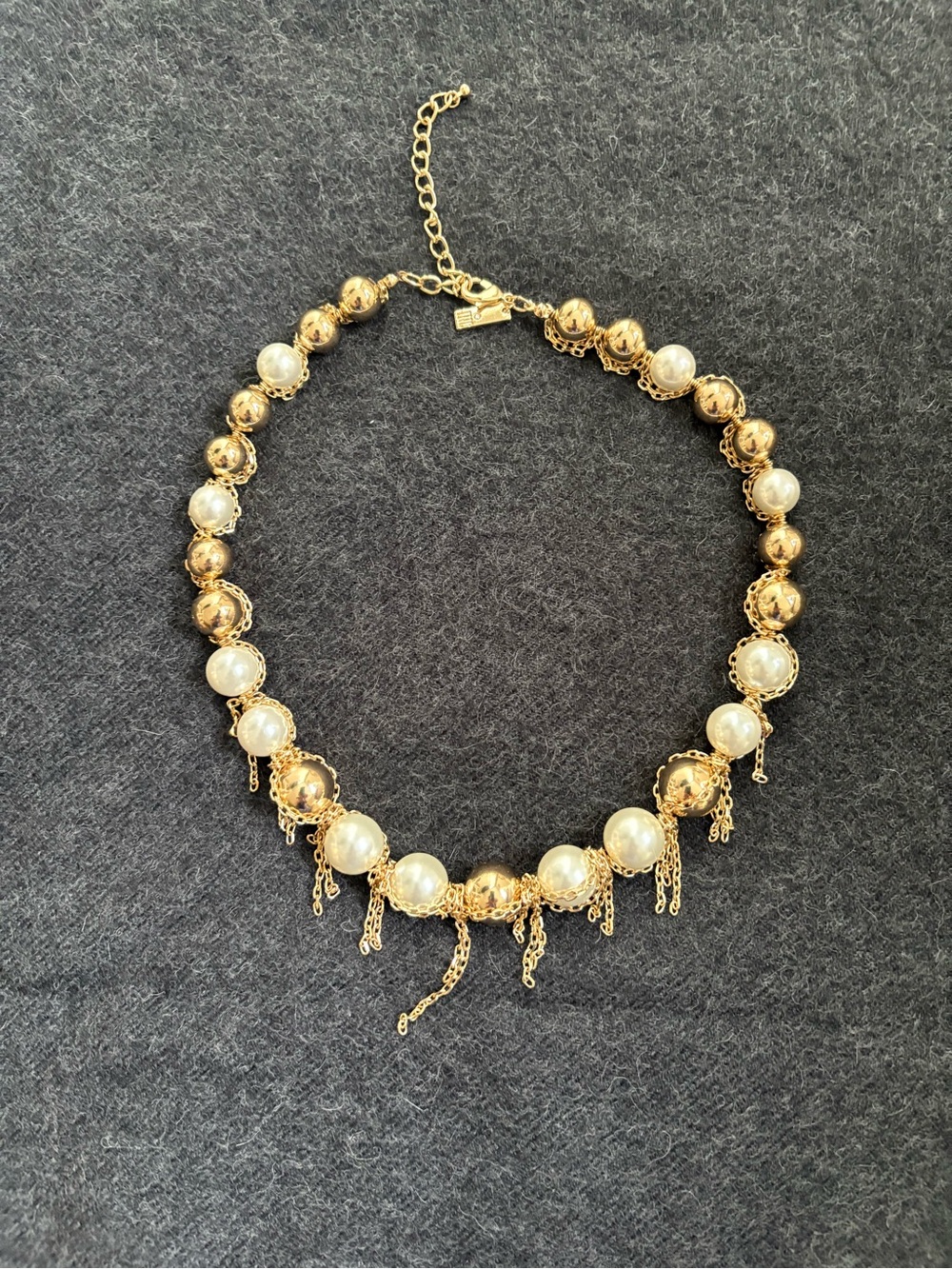 INC International Concepts Gold Tone Necklace with Pearlescent Beads